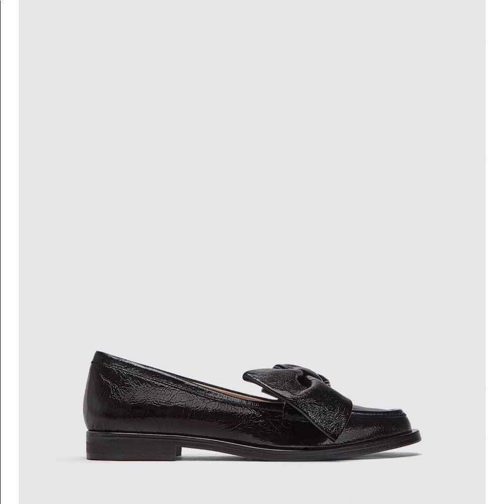 ZARA GENUINE LEATHER LOAFERS WITH BOW